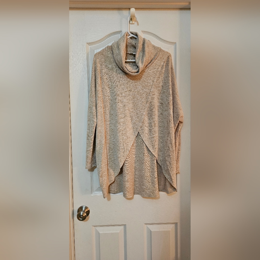 Cozy Beige Cowl Neck Sweater